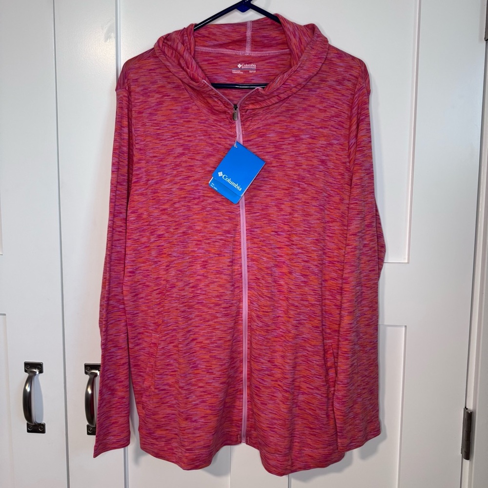 NWT Columbia OuterSpaced Full Zip Hoodie Women's Size‎ 1X Pink Orange Heathered